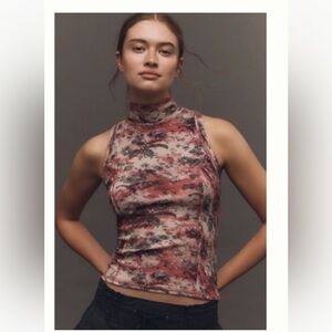 NWT Anthropologie Floral High-Neck Sleeveless Top